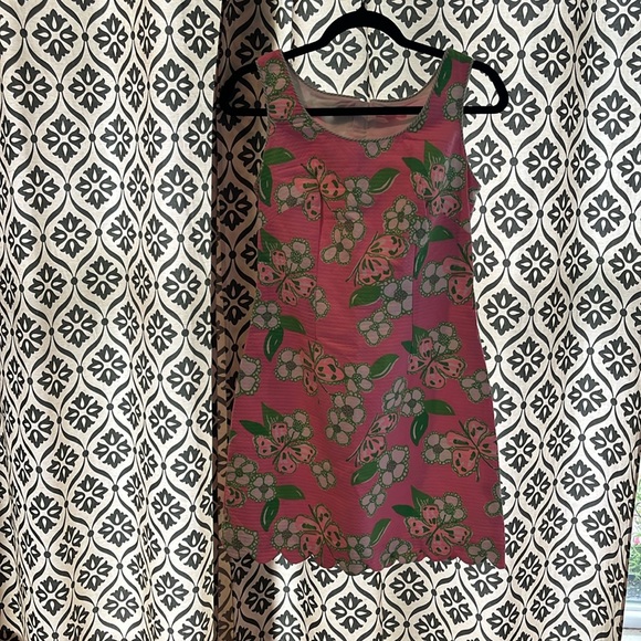 Lilly Pulitzer butterfly/flower scalloped, shift dress, size 2. - Picture 2 of 6